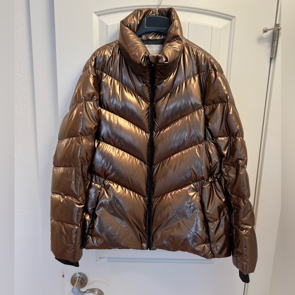 Athleta Shiny Copper Puffer Jacket